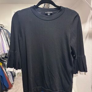 COS Black Bell Sleeve Ruffled Blouse